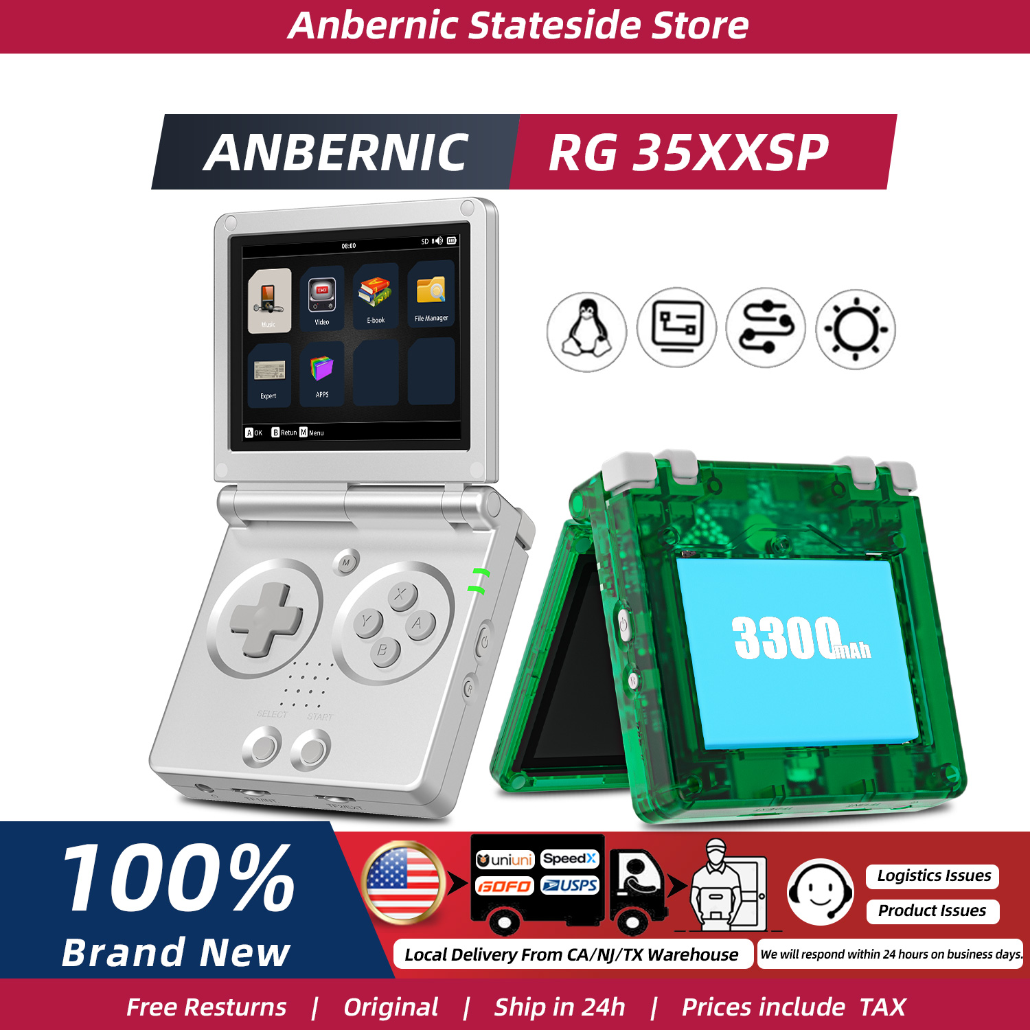 Gaming Console Years - ANBERNIC RG35XXSP FILP 3.5 Inch IPS