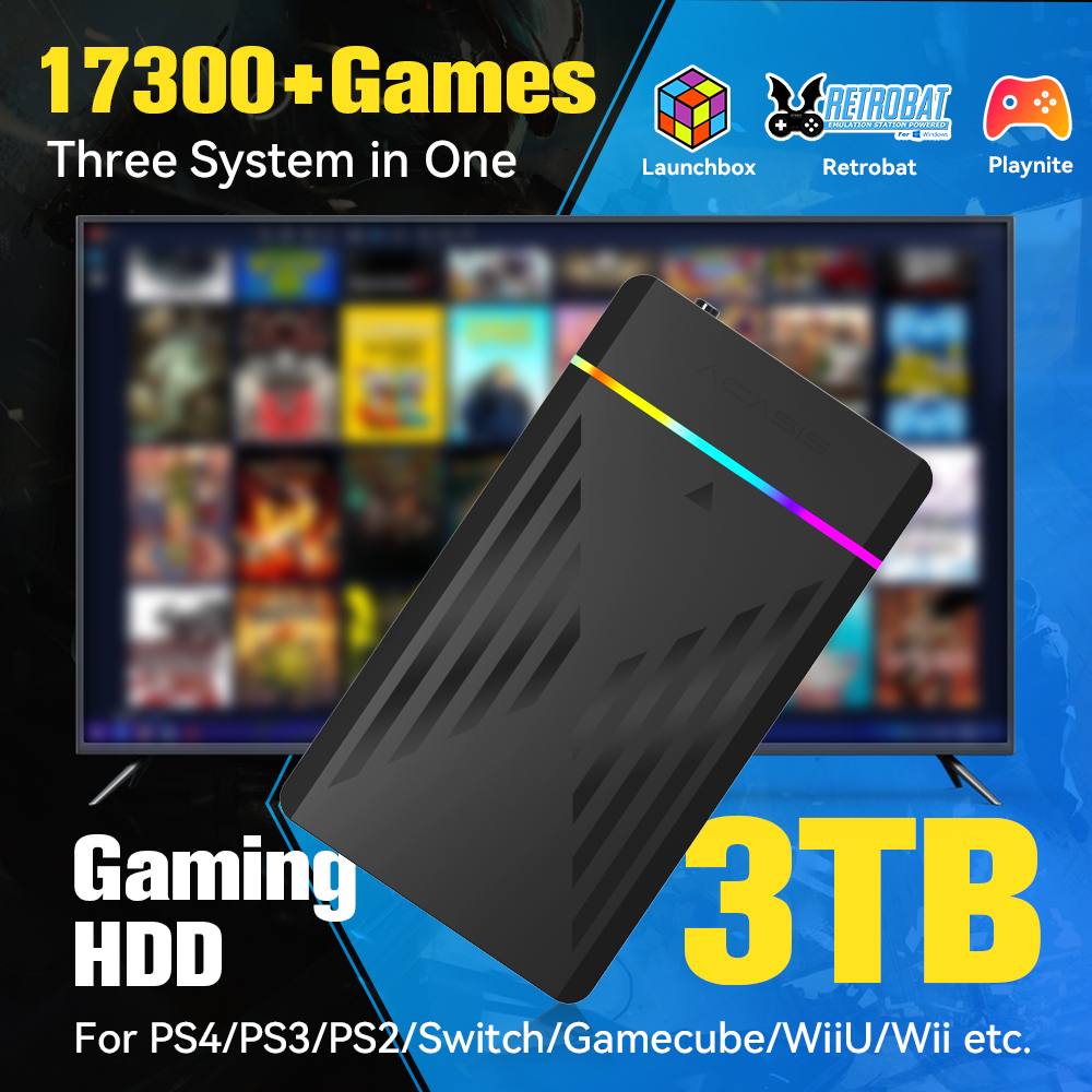 Gaming Console Chinese - 3TB Portable Gaming HDD LaunchBox/Retrobat/Playnite Retro
