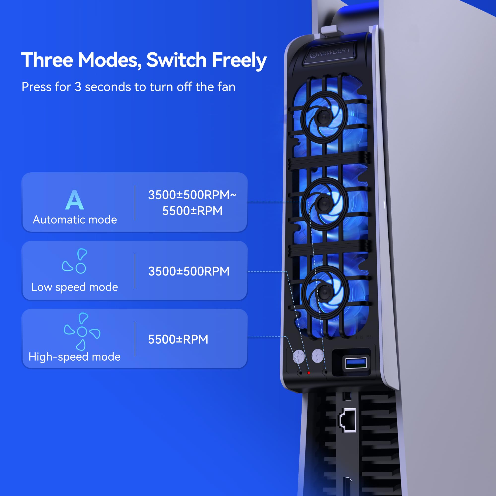 NEWDERY PS5 Cooling Fan 9 Blad - Gaming Console Car recension och pris