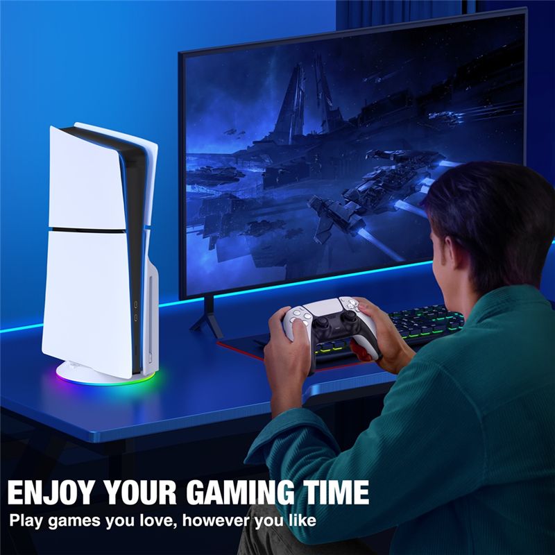 AED7-Vertical Stand With RGB L - Gaming Console Holder recension och pris