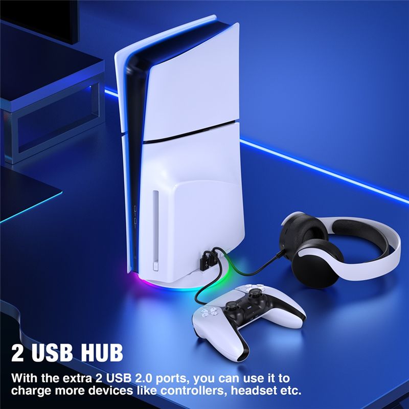 AED7-Vertical Stand With RGB L - Gaming Console Holder recension och pris
