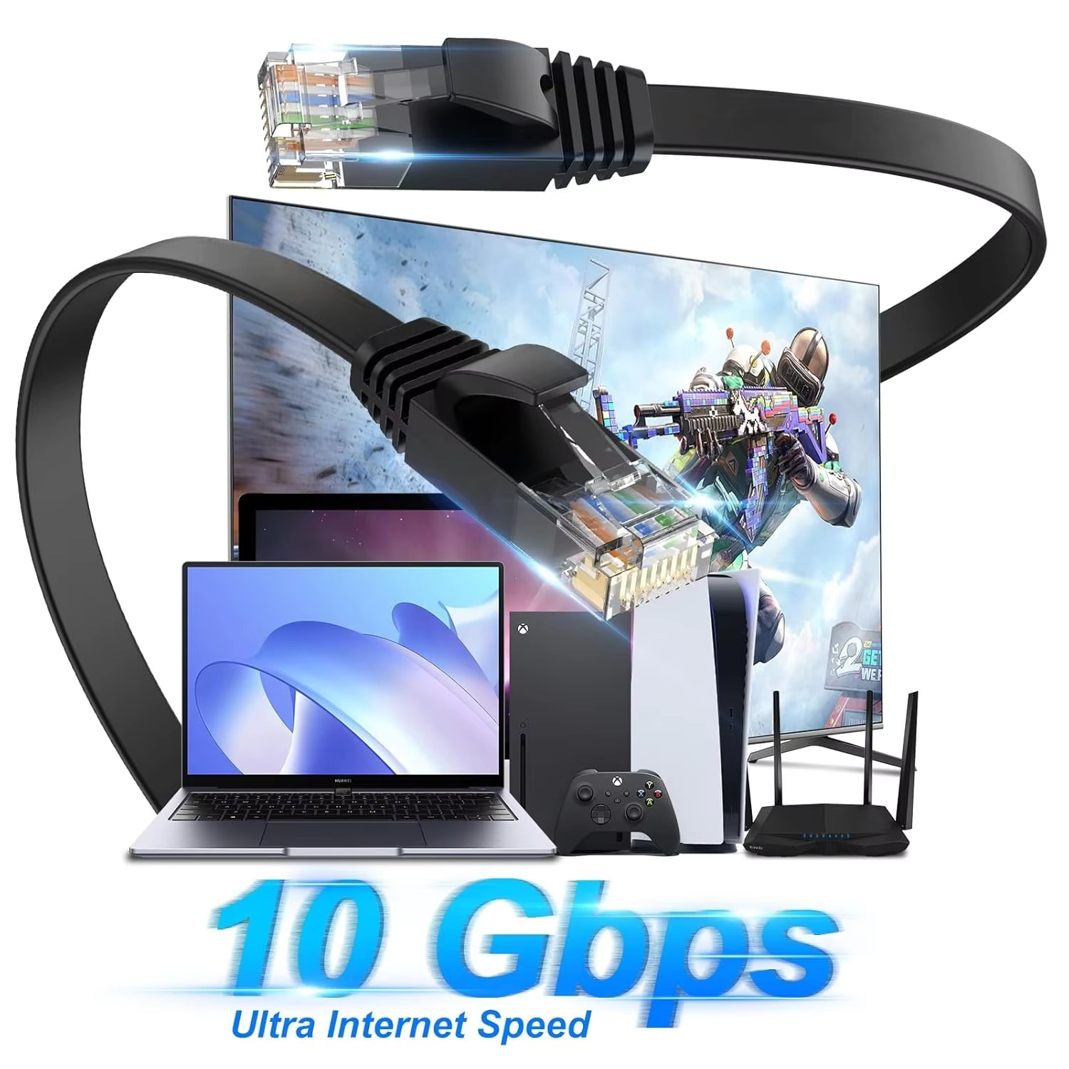 Cat 6 Ethernet Flat Cable, Out - Lan Cable Gaming recension och pris