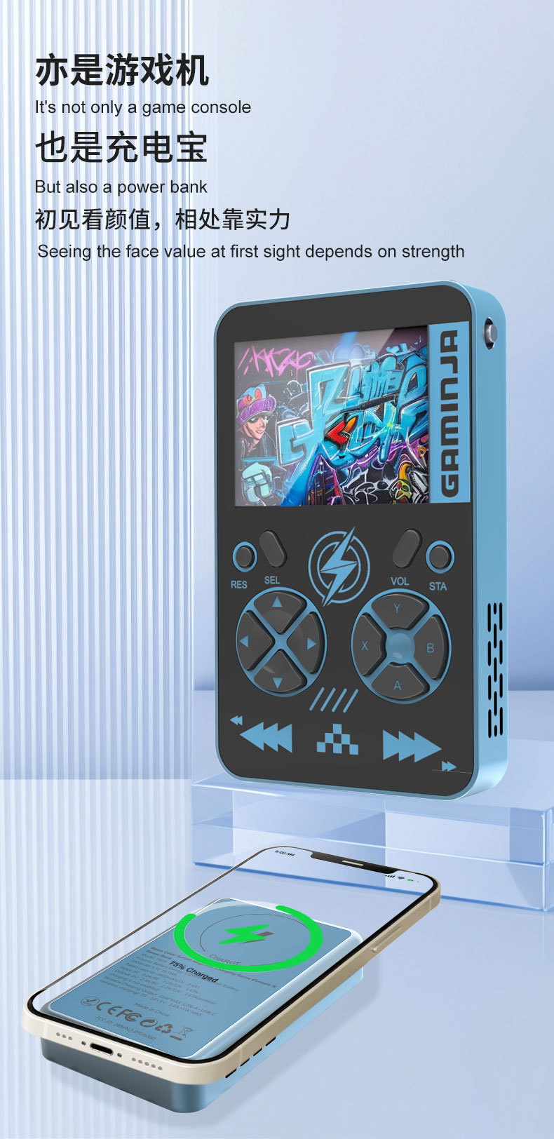 2 in 1 Retro Handheld Game Con - Gaming Console Power Bank recension och pris